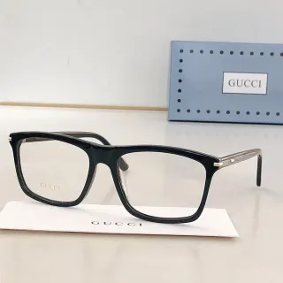 Gucci Black Gold Rectangular Full-Rim Acetate Frame Optical Glasses