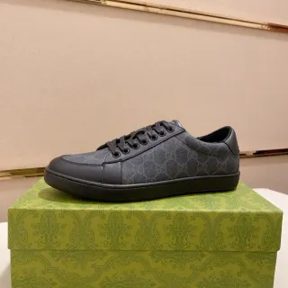 Gucci 黑色 Monogram 帆布鞋面 皮革鞋头 生活方式休闲鞋