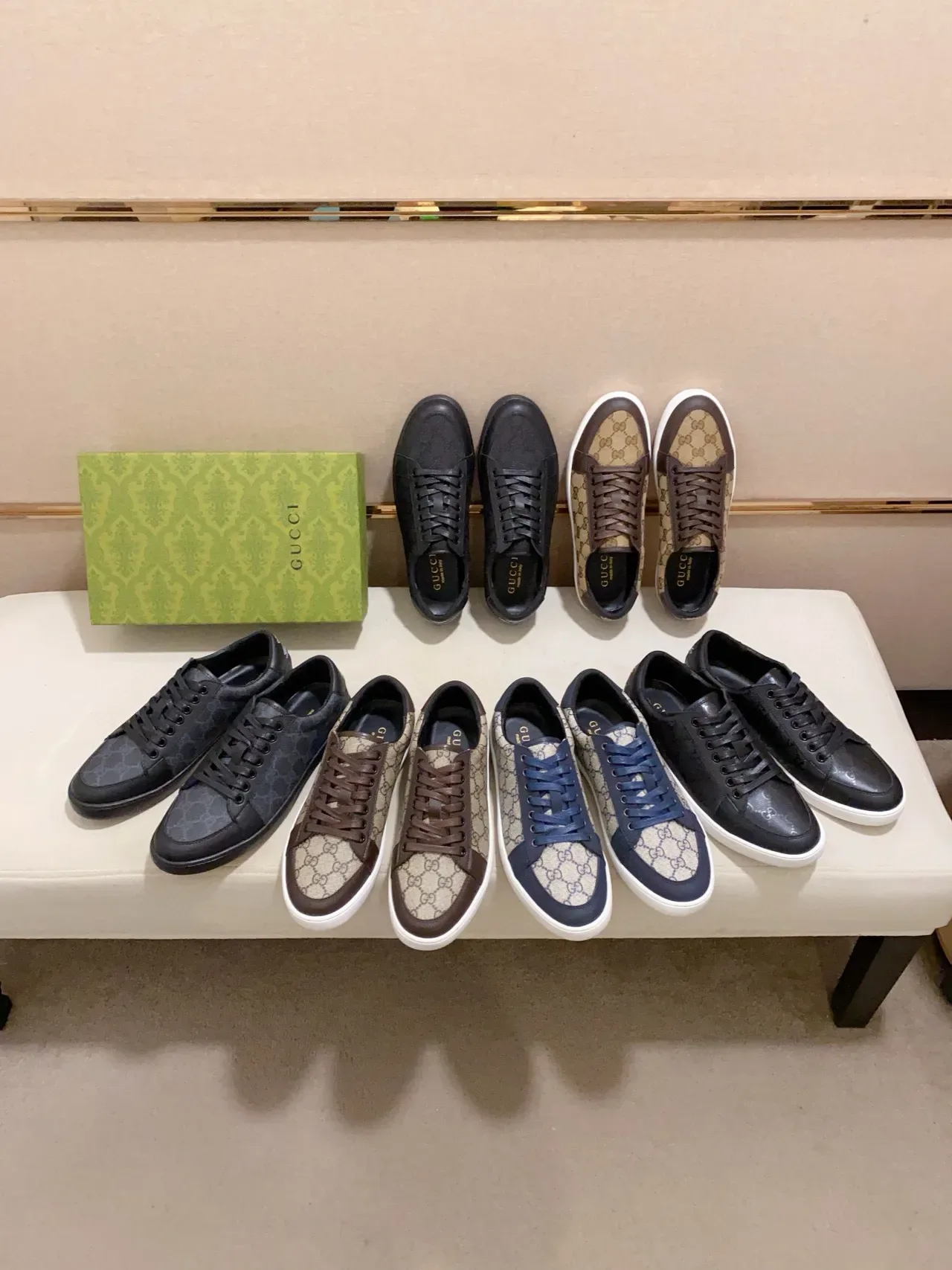 Gucci 黑色 Monogram 帆布鞋面 皮革鞋头 生活方式休闲鞋 2