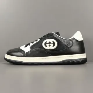 Gucci Zapatillas lifestyle negras blancas low-top con upper de malla y cuero
