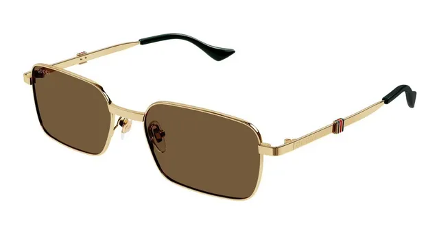 Gucci Brown Silver Rectangular Lens Thin Metal Frame Sunglasses 3