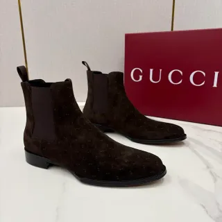 Gucci Brown Suede Speckled Chelsea Boots by Gucci — boots supplier, yupoo album photo