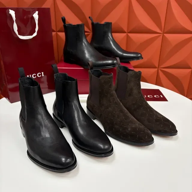 Gucci Brown Suede Speckled Chelsea Boots 2