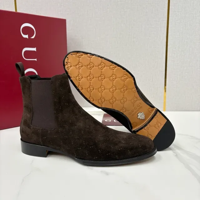 Gucci Brown Suede Speckled Chelsea Boots 3