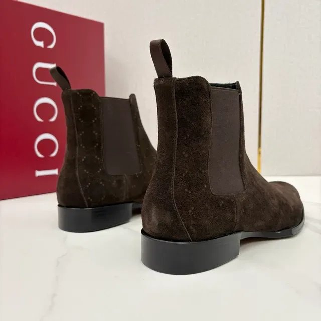 Gucci Brown Suede Speckled Chelsea Boots 4