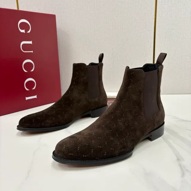 Gucci Brown Suede Speckled Chelsea Boots 5