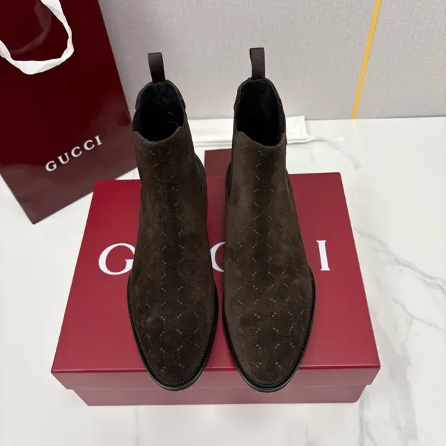 Gucci Brown Suede Speckled Chelsea Boots 6