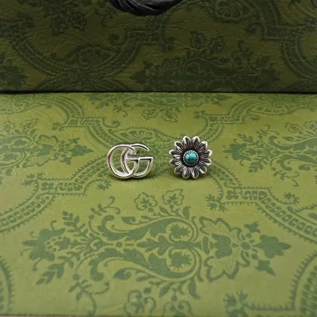 Gucci Double G and Floral Daisy Turquoise Stud Earrings 5