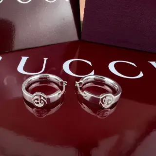 Gucci Brincos aro Duplo G Interlocking Logo Prata