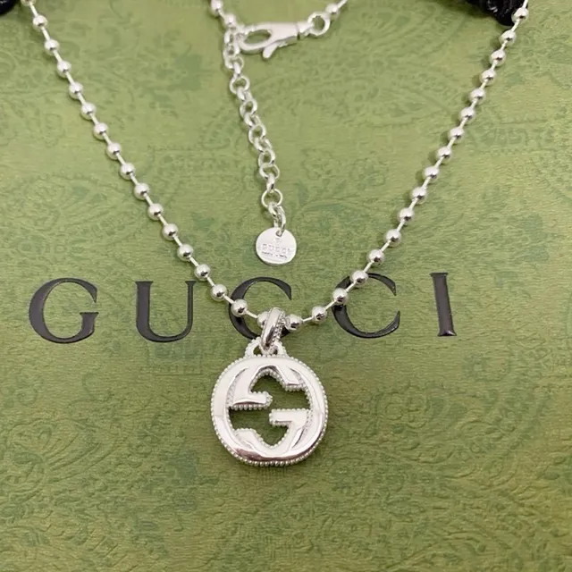 Gucci Double G Interlocking Logo Silver-Tone Necklace 5