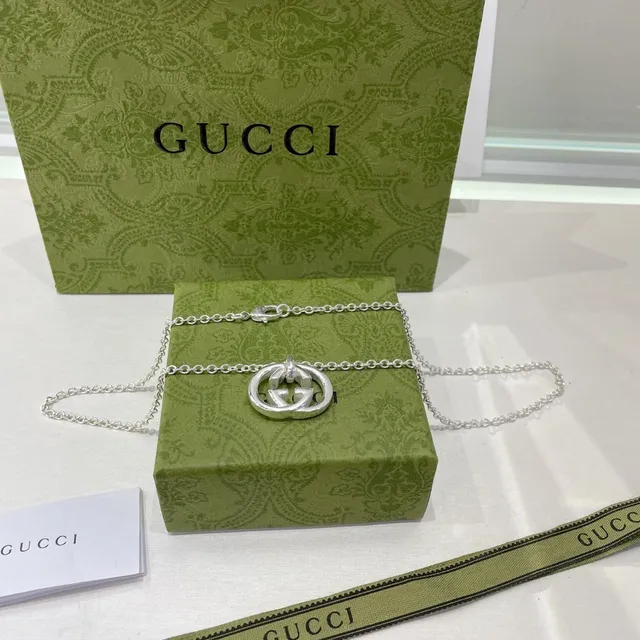 Gucci Double G Interlocking Logo Silver-Tone Necklace 6