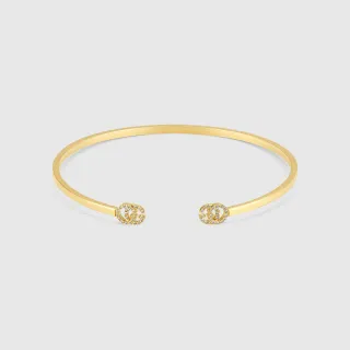 Gucci Double G Pavé Crystal 金色调 开放式手链