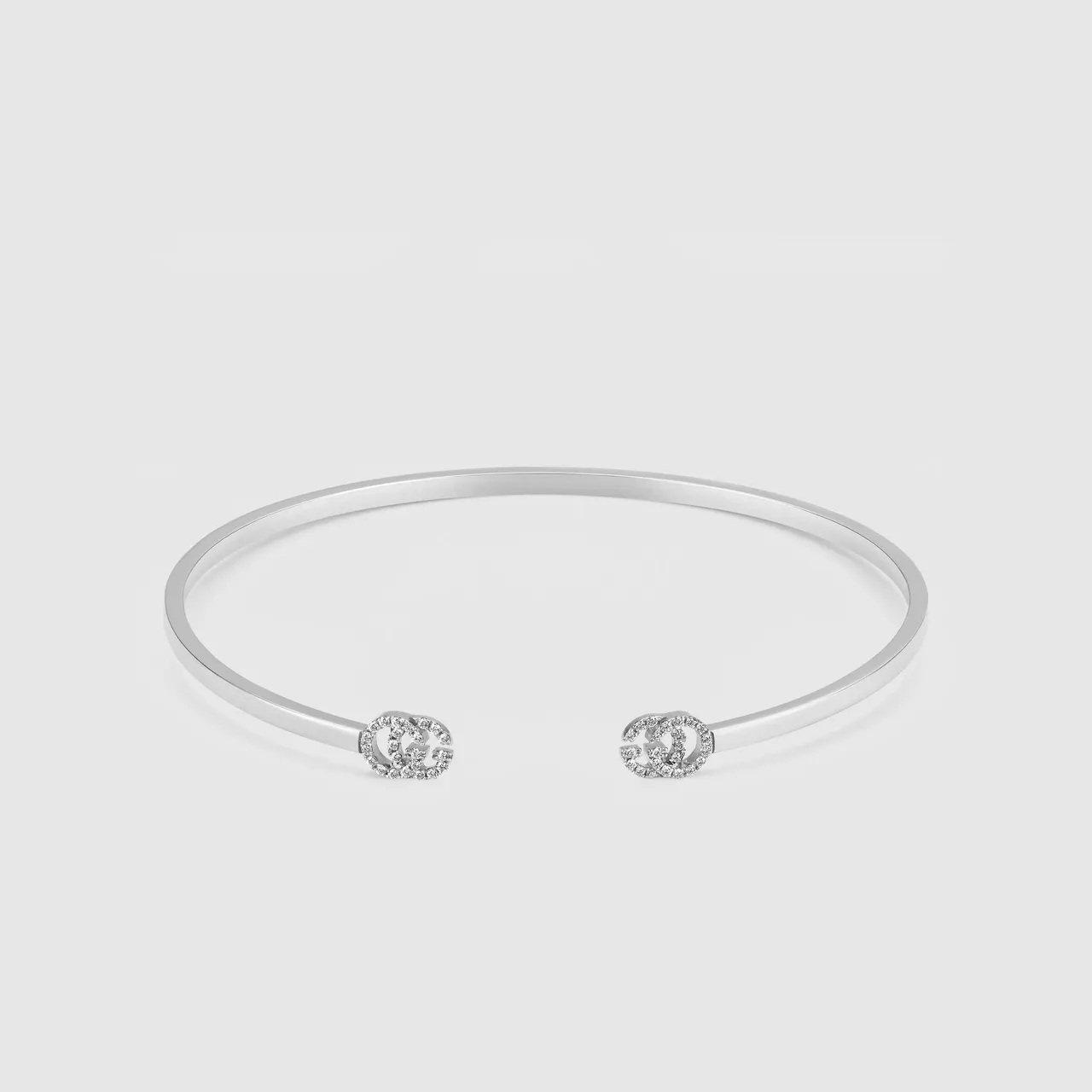Gucci Double G Pavé Crystal Pulsera de muñeca de tono dorado abierta 6