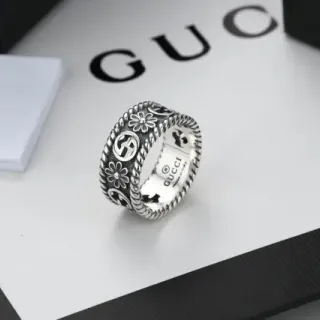 Gucci 花卉 interlocking G 宽带戒指