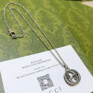 Gucci ফ্লোরাল রিথ পেন্ডেন্ট রূপার চেইন মালা