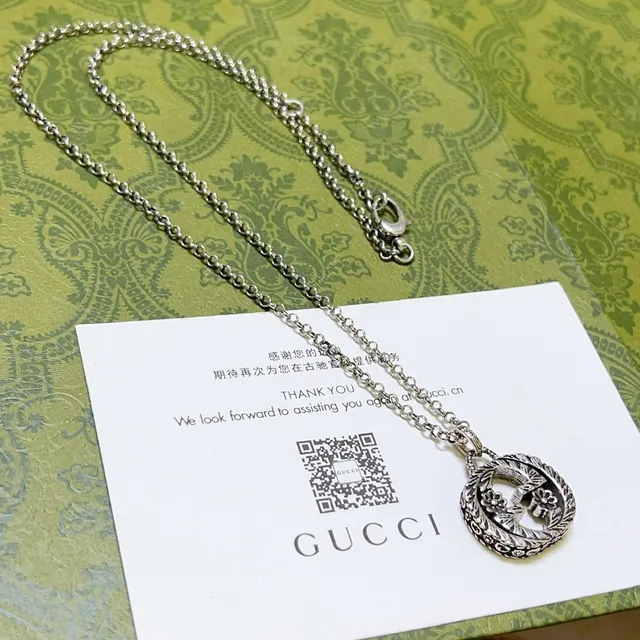 Gucci إكليل زهور قلادة سلسلة فضية 4