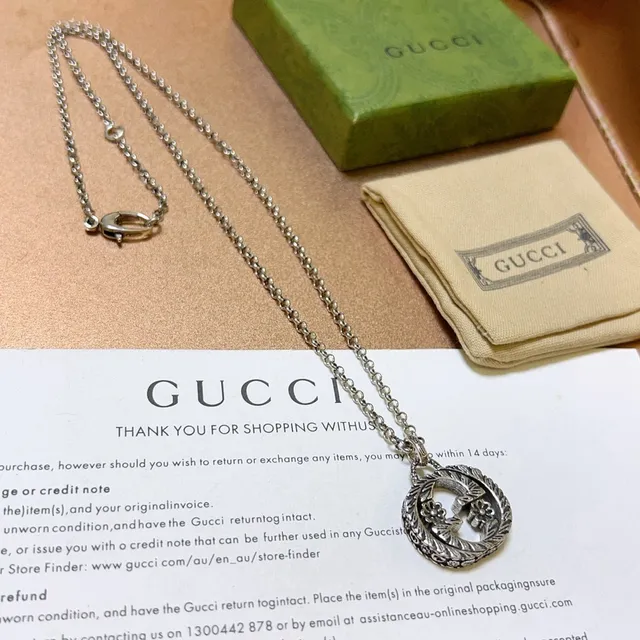 Gucci إكليل زهور قلادة سلسلة فضية 7
