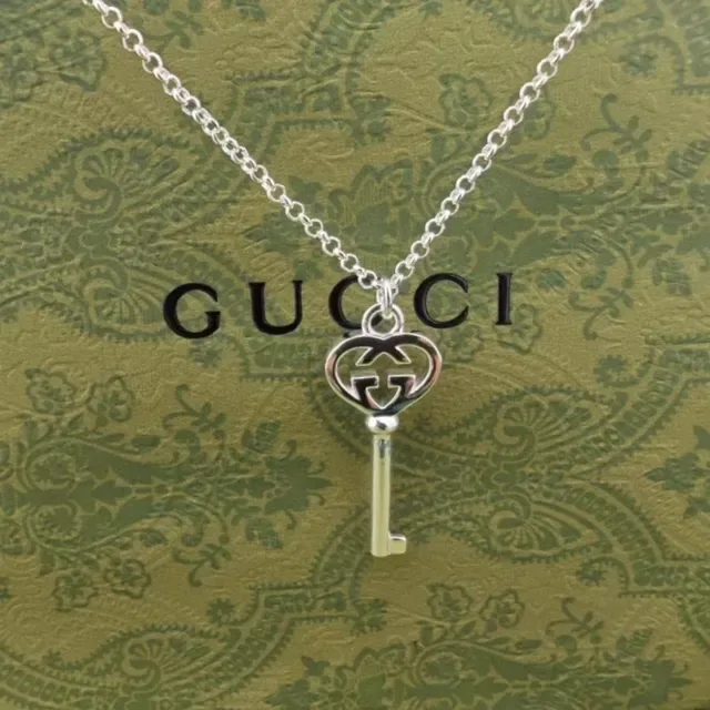 Gucci GG Key Double G Motif أقراط بلون فضي وأسود مينا 6