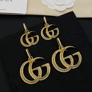 গুক্কি GG Marmont ব্যাগেট-পাভে ডাবল জি পেন্ডেন্ট ইয়াররিংস