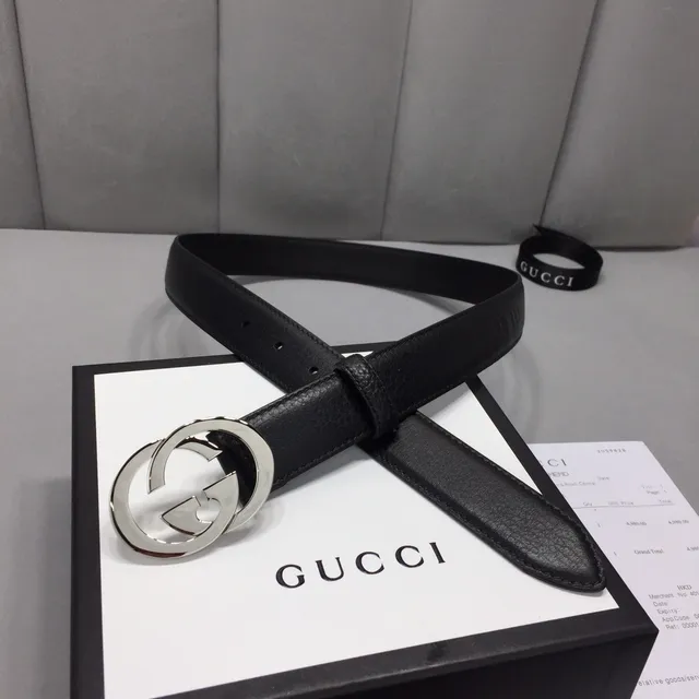 Gucci GG Marmont Black Pebbled Leather Belt 8