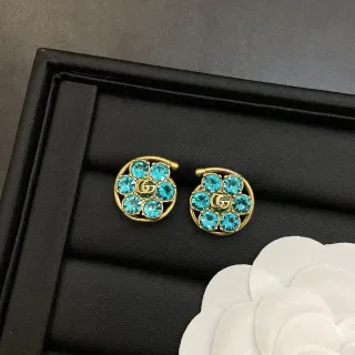 Gucci GG Marmont নীল ক্রিস্টাল ফ্লোরাল স্টাড কানের দুল
