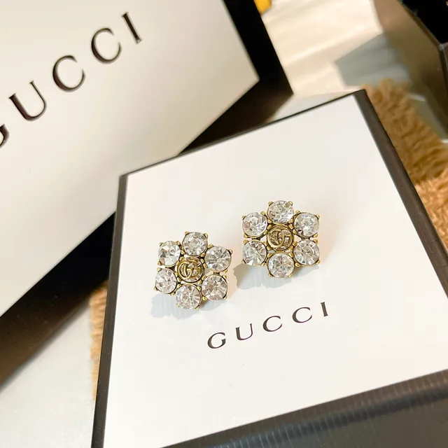 Gucci GG Marmont أقراط بلورية زهورية 3