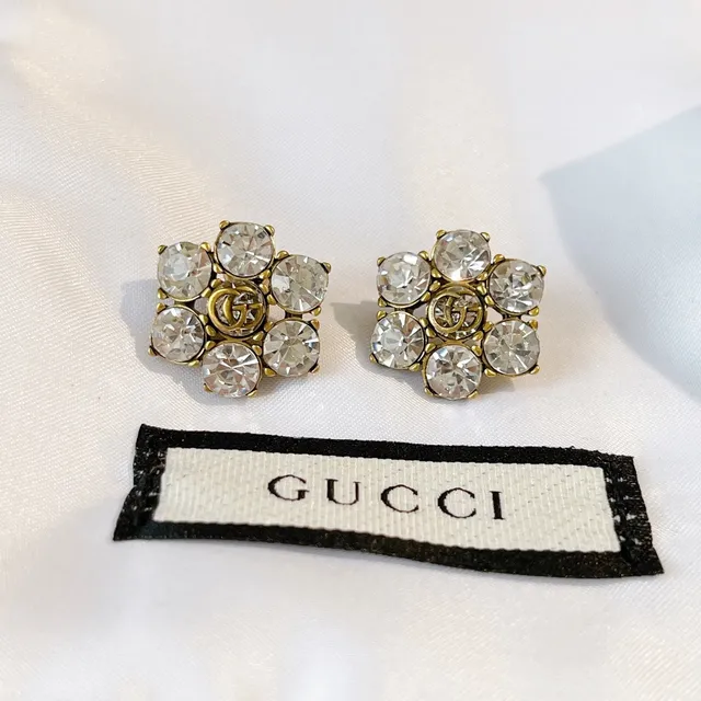 Gucci GG Marmont أقراط بلورية زهورية 4