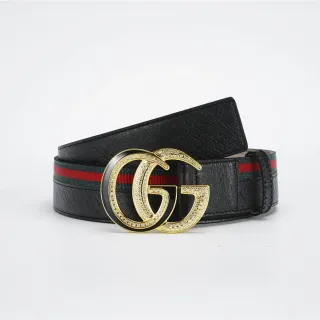 Gucci GG Marmont Cristal Interlocking G Cinto de Couro Preto
