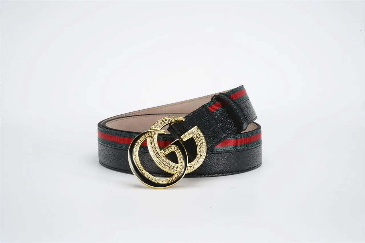 Gucci GG Marmont Cristal Interlocking G Cinto de Couro Preto 3