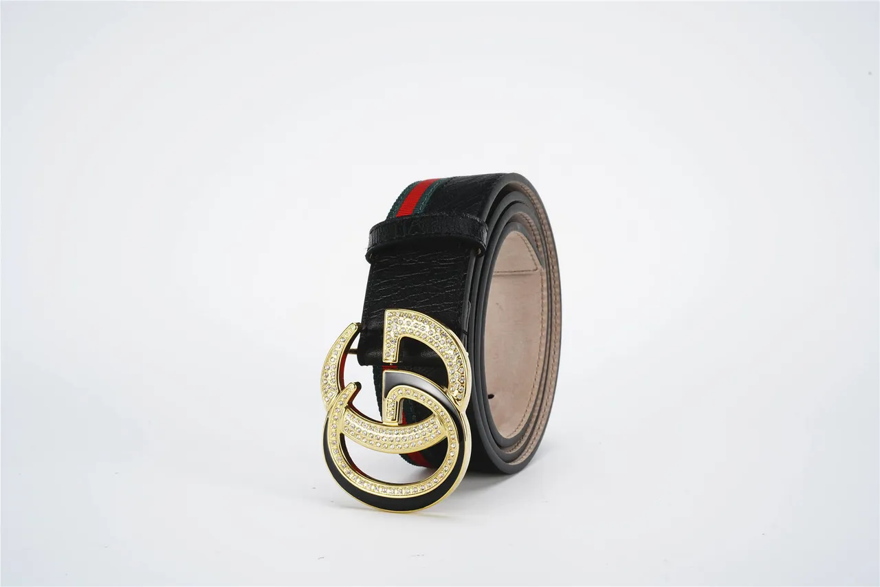 Gucci GG Marmont Cristal Interlocking G Cinto de Couro Preto 6