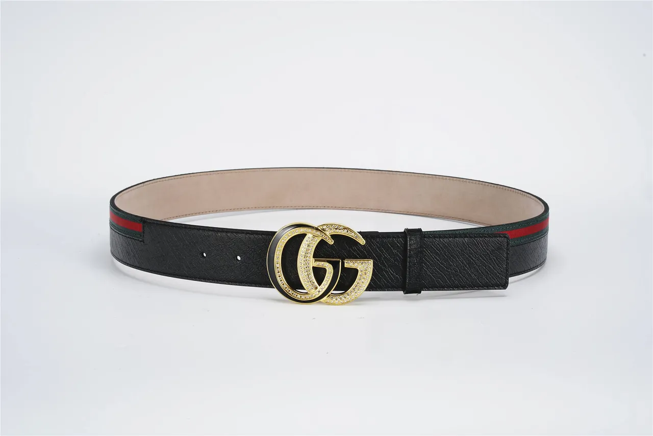 Gucci GG Marmont Cristal Interlocking G Cinto de Couro Preto 9