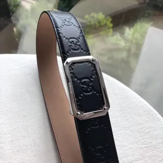 Gucci GG Marmont Embossed Black Leather Belt
