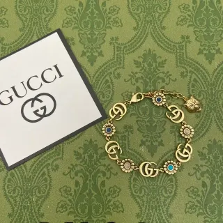 Gucci GG Marmont Gold-Tone Floral and Tiger Charm Bracelet