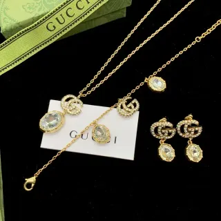 Gucci GG Marmont Chaîne Dorée Transparente Interlocking Double-G Logo Collier