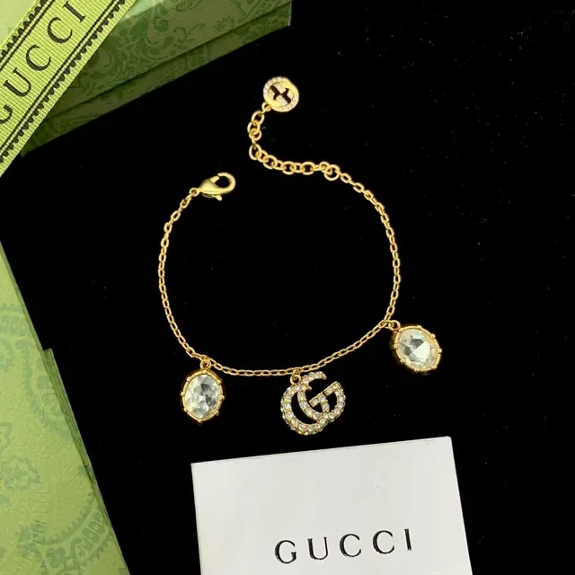 Gucci GG Marmont Gold Transparent Chain Interlocking Double-G Logo Necklace 3