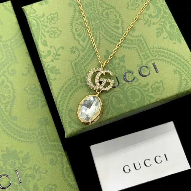 Gucci GG Marmont Gold Transparent Chain Interlocking Double-G Logo Necklace 7