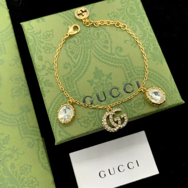 Gucci GG Marmont Gold Transparent Chain Interlocking Double-G Logo Necklace 8