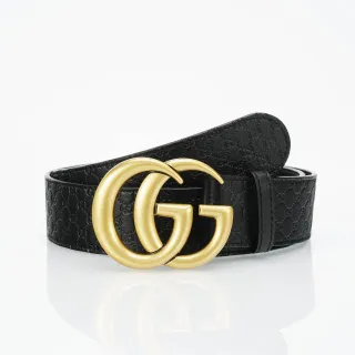 Gucci GG Marmont Interlocking G Buckle Cinto de couro preto