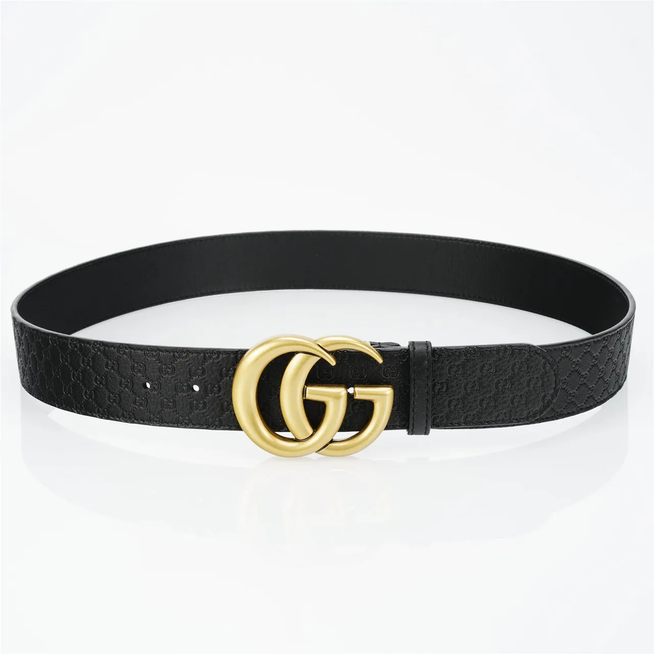Gucci GG Marmont Interlocking G Buckle Black Leather Belt 9