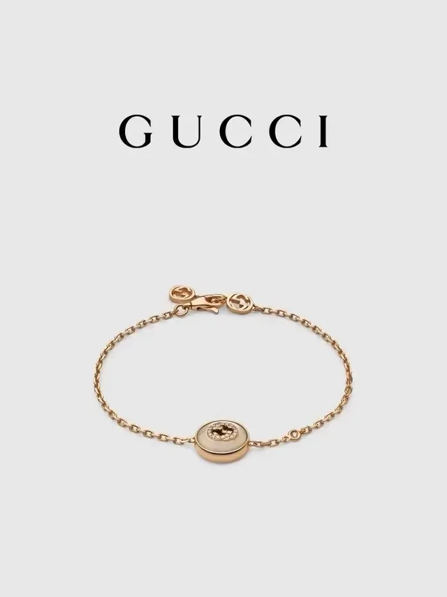 سوار Gucci GG Marmont لؤلؤ أم الخاروف ديسك سلسلة ذهبي اللون 5