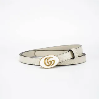 Gucci GG Marmont ऑफ-व्हाइट चमड़े की बेल्ट