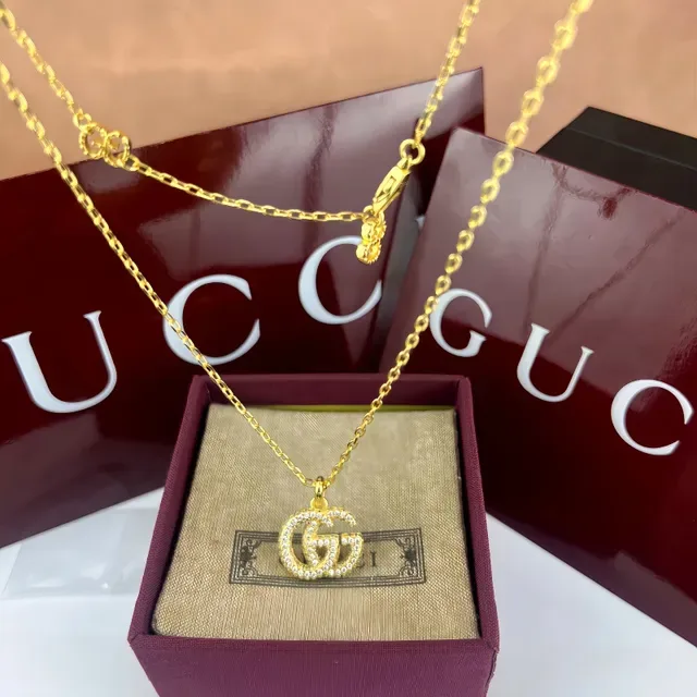 Gucci GG Marmont Pavé Interlocking GG Pendant Necklaces 4