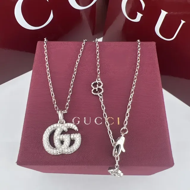Gucci GG Marmont Pavé Interlocking GG Pendant Necklaces 5