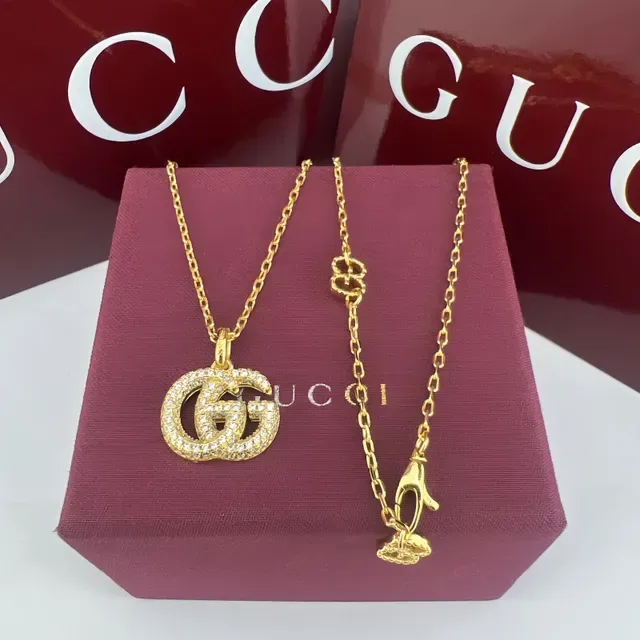 Gucci GG Marmont Pavé Interlocking GG Pendant Necklaces 6