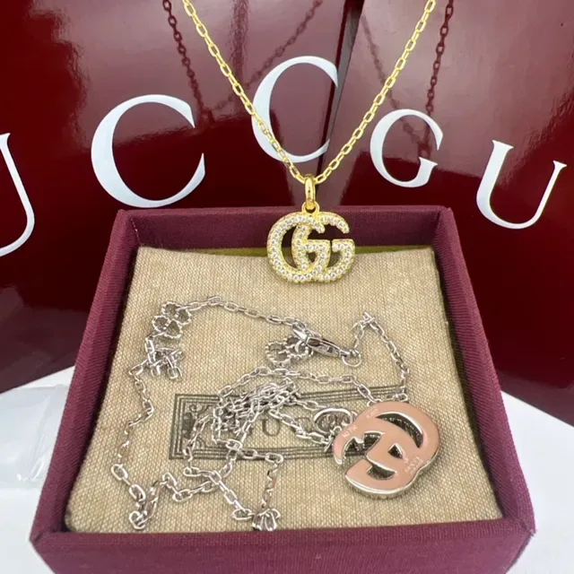 Gucci GG Marmont Pavé Interlocking GG Pendant Necklaces 7