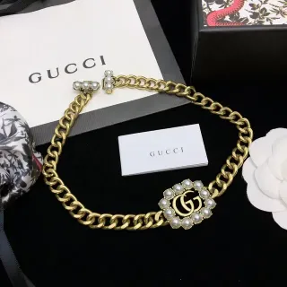 Gucci GG Marmont মুক্তা-জড়ানো সোনালি চেইন নেকলেস