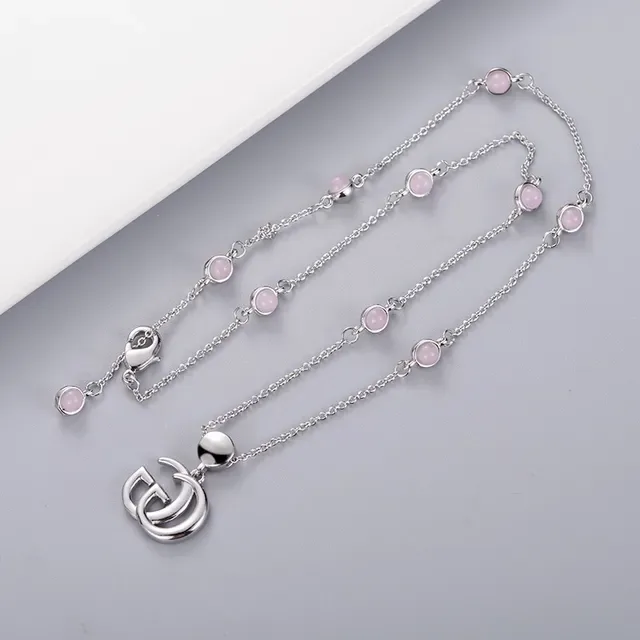 Gucci GG Marmont Collier Chaîne Cabochon Rose 9