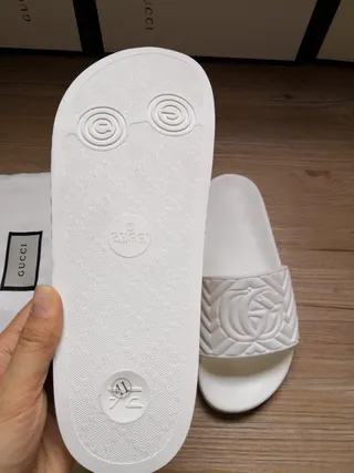 Gucci GG Marmont Quilted Logo White Slippers 3