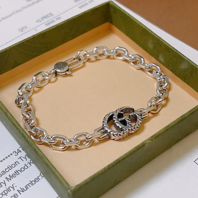 Gucci GG Marmont Twisted Double G Silver Chain Bracelet 4
