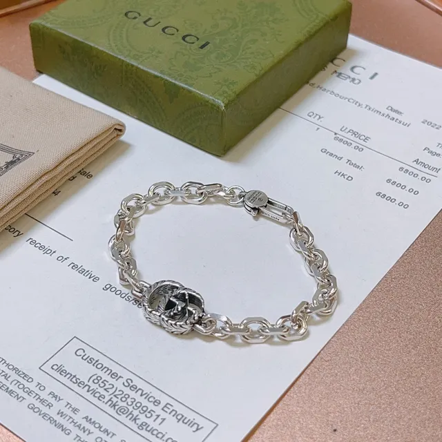 Gucci GG Marmont Twisted Double G Silver Chain Bracelet 6